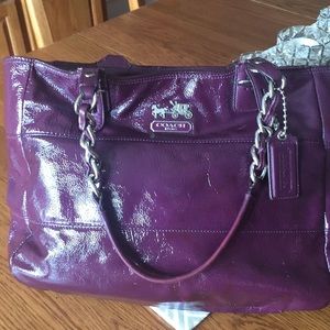 Coach purple patent leather handbag
